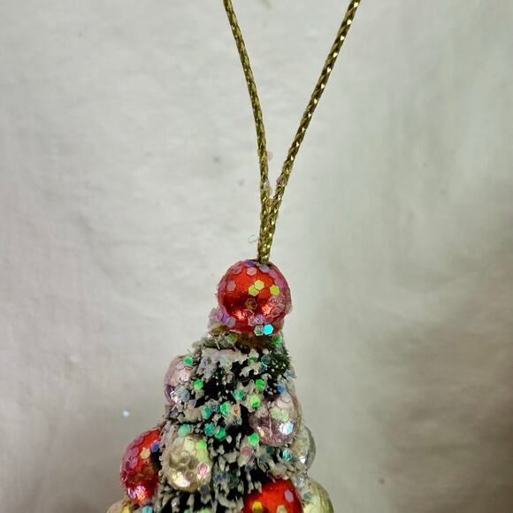 Lot of 4 Sparkling Bottle Brush Christmas Tree Ornaments 5" Tall Decor Holiday - Picture 5 of 5